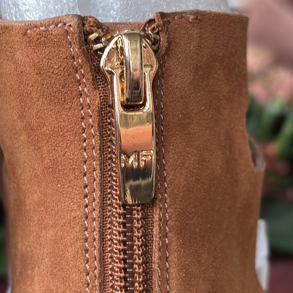 Marc Fisher Paradox Medium Brown Suede Lace Up Block Heel Sandals Back Zipper - Picture 5 of 16